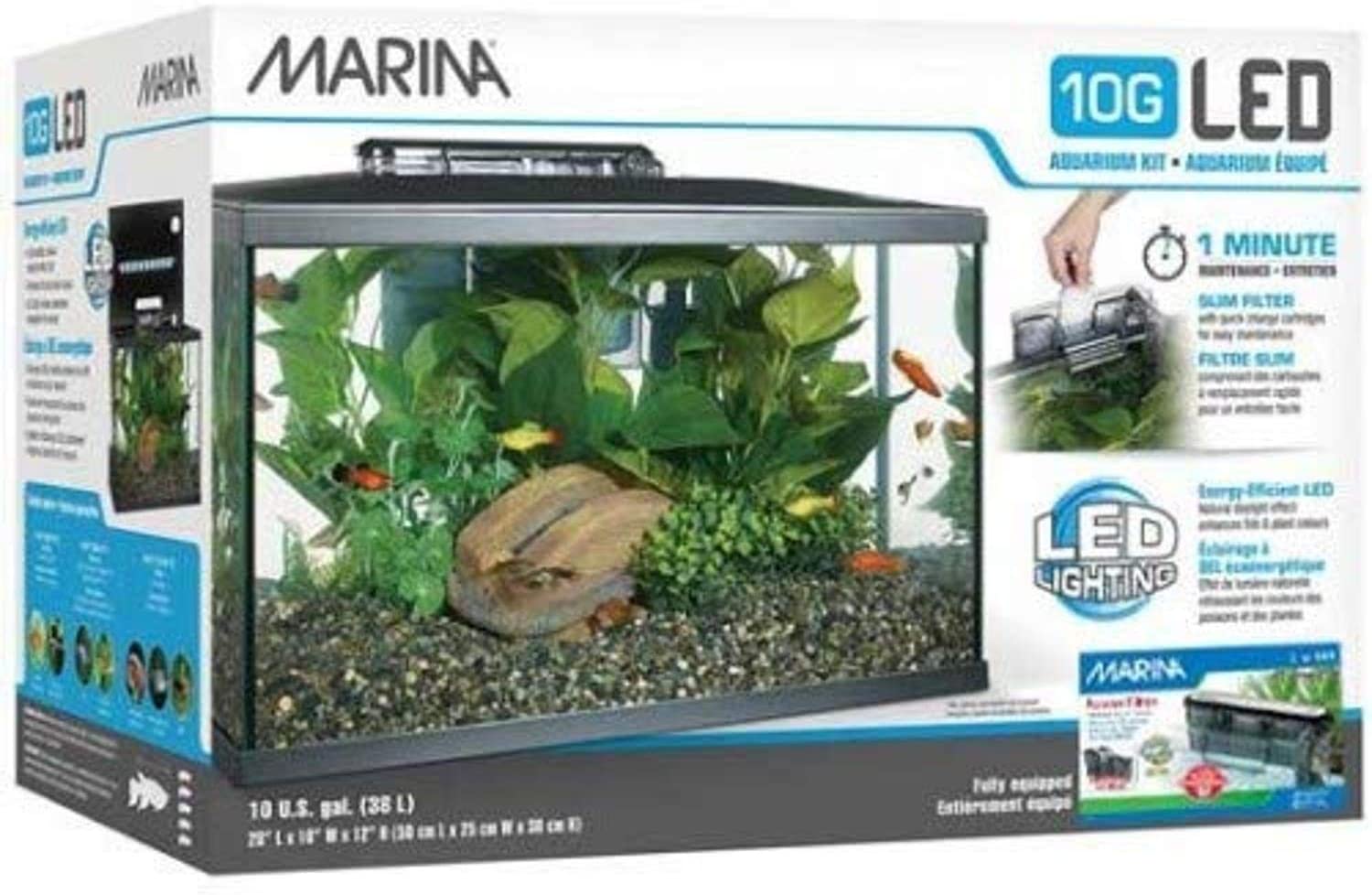  Marina Kit de Acuario con Iluminación LED 10G, 38 L 