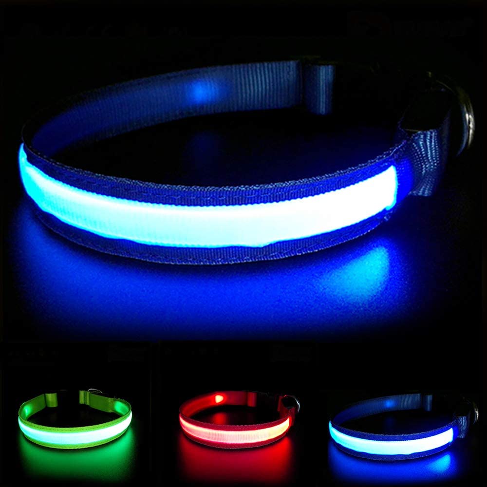  MASBRILL Collar de Perro Recargable de Seguridad LED - Collar Seguro Intermitente para Mascotas - Impermeable 