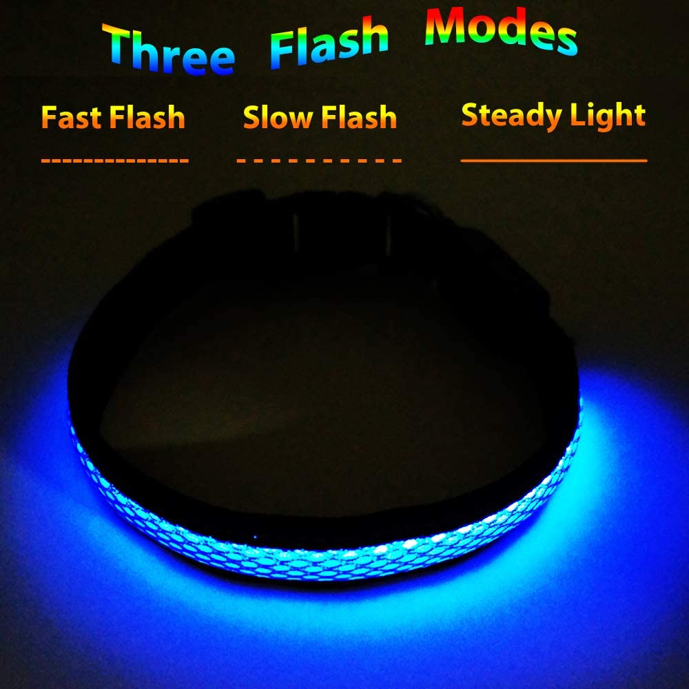  MASBRILL USB Collar de Perro LED Recargable Iluminado Collar Intermitente Luces La Seguridad Ajustable Neck Loop 