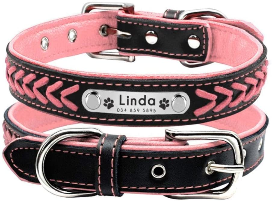  Mascotas Perros Collar Para Perros Personalizado Collares Para Perros Personalizados Collar Para Mascotas Acolchado Nombre Collares De Identificación Para Perros Pequeños Medianos Grandes Gatos, Roj 