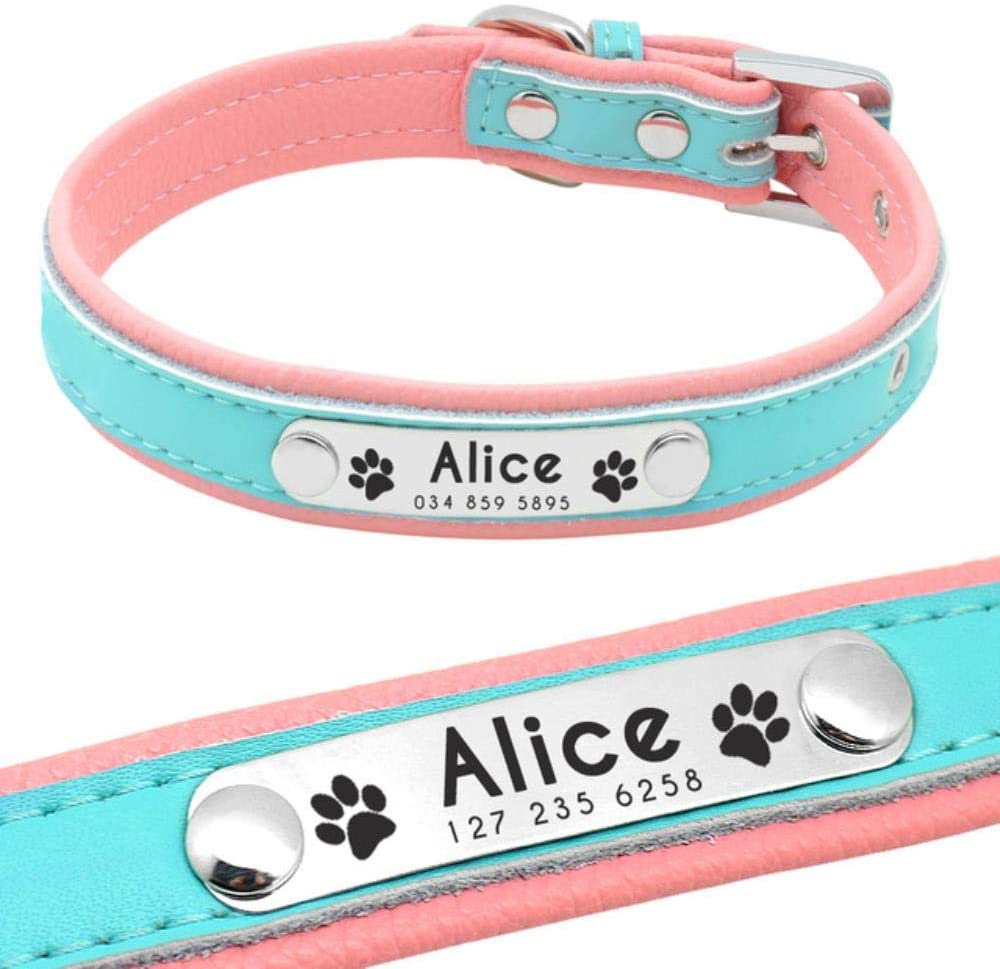  Mascotas Perros Collares Personalizados Para Perros Collares De Perros Acolchados Personalizados Collares De Identificación Con Nombre Collar Para Perros Pequeños Medianos Gatos Azul Rosa Negro Rojo 