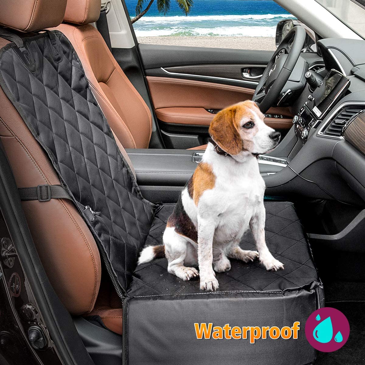  MATCC Protector de Asiento de Coche para Mascota Funda de Coche para Perros de Transporte 3 en 1 con Cadena Ajustable Impermeable Resistente al Desgaste Protección para Mascotas de Coche para Viajar 