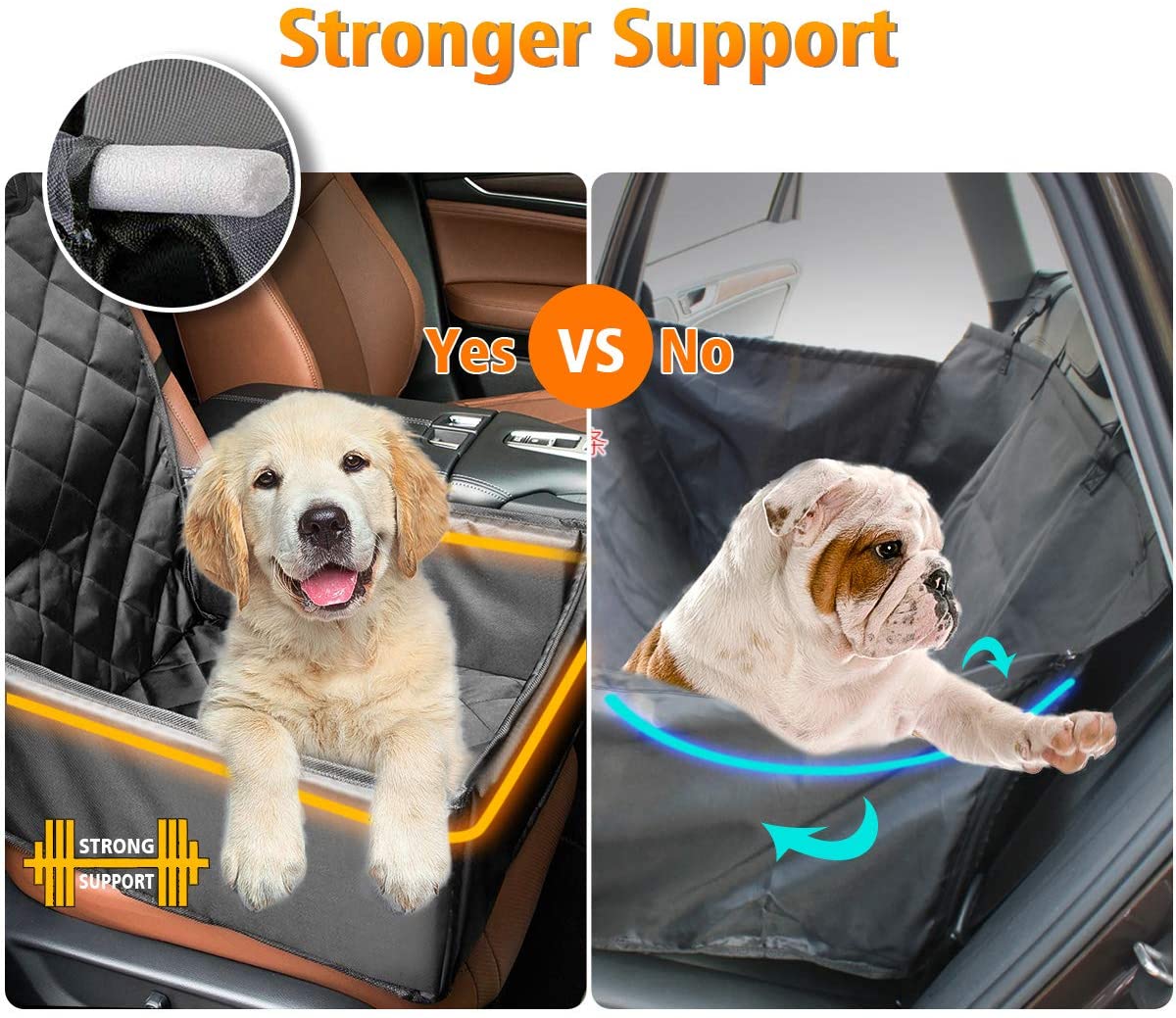  MATCC Protector de Asiento de Coche para Mascota Funda de Coche para Perros de Transporte 3 en 1 con Cadena Ajustable Impermeable Resistente al Desgaste Protección para Mascotas de Coche para Viajar 