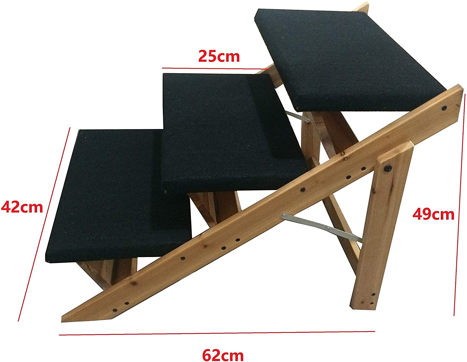  Maxx Perros Escaleras hunderampe Plegable | de escaleras de 3 Niveles para Perros, de Madera 62 x 42 x 49 cm Animales Escaleras 