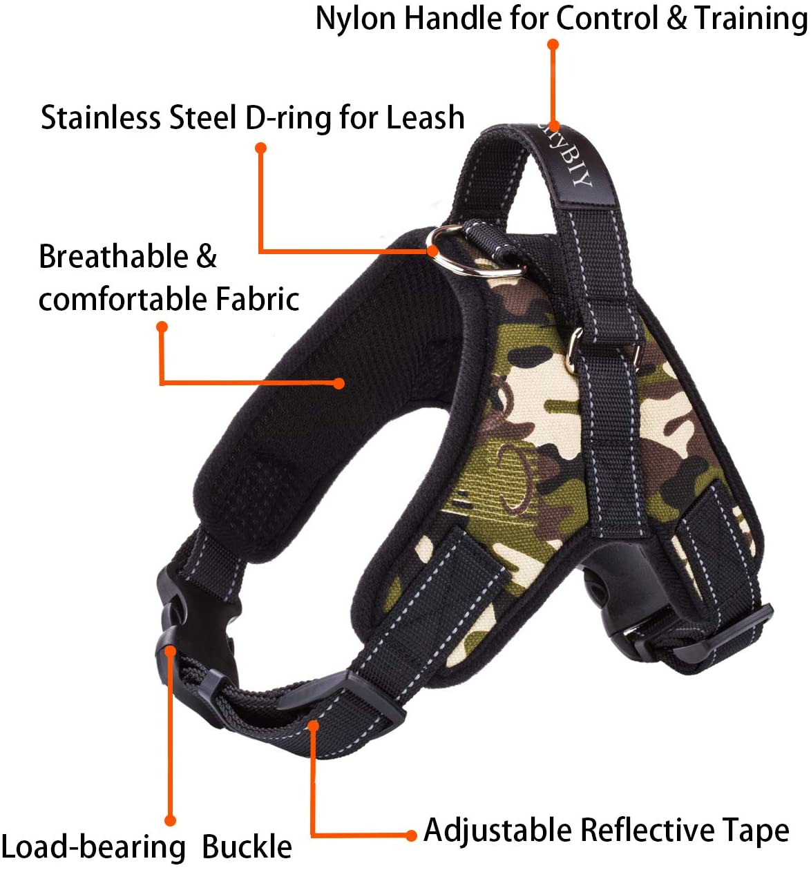  MerryBIY Arnés del Animal Doméstico Pet Harness Perro Collar Chaleco para Mascotas en el Pecho Correas con la Manija Accesorio Cuerda Lo Mejor para Pasear(Camuflaje, M) 