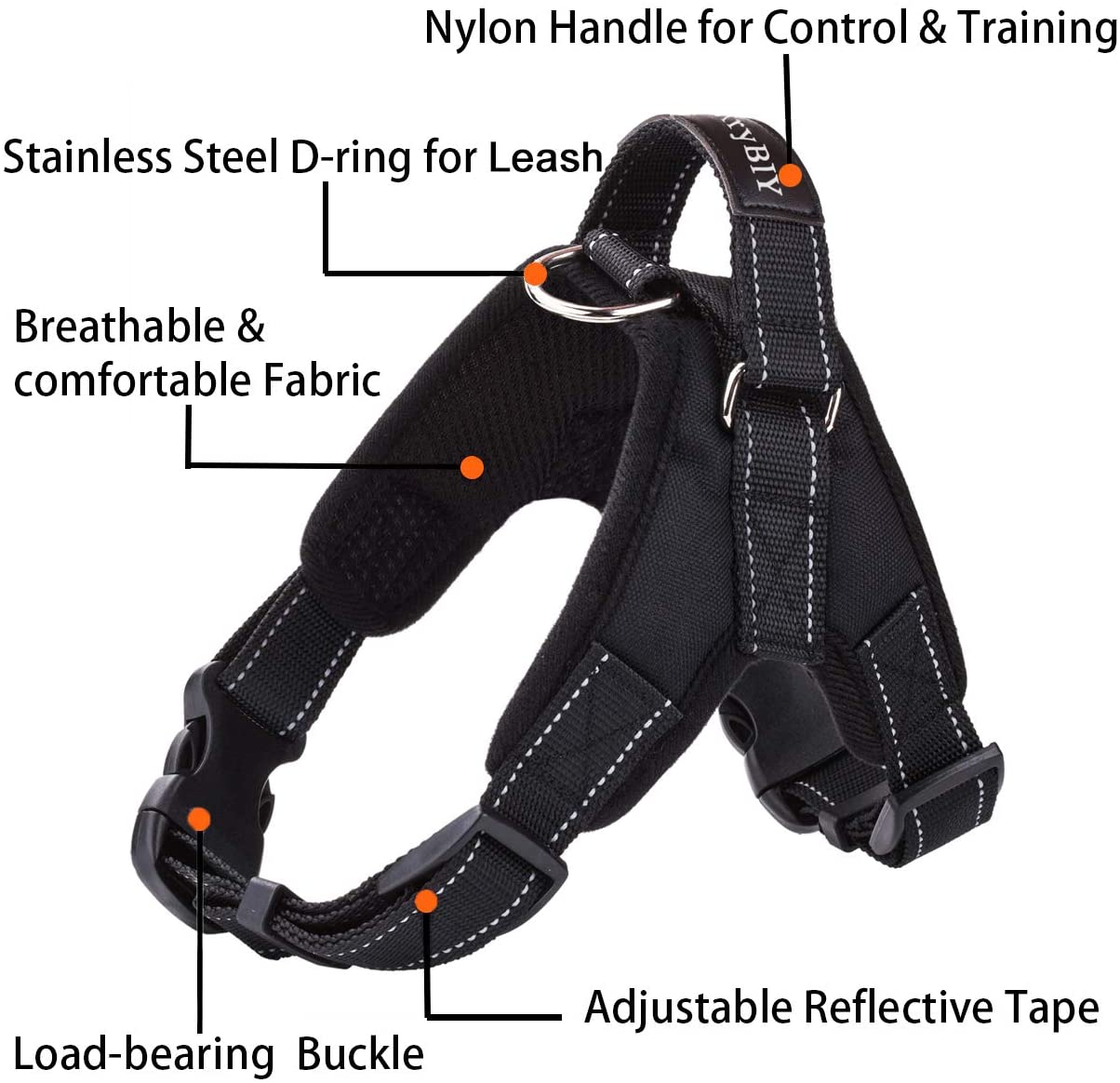  MerryBIY Arnés del Animal Doméstico Pet Harness Perro Collar Chaleco para Mascotas en el Pecho Correas con la Manija Accesorio Cuerda Lo Mejor para Pasear(Negro, L) 