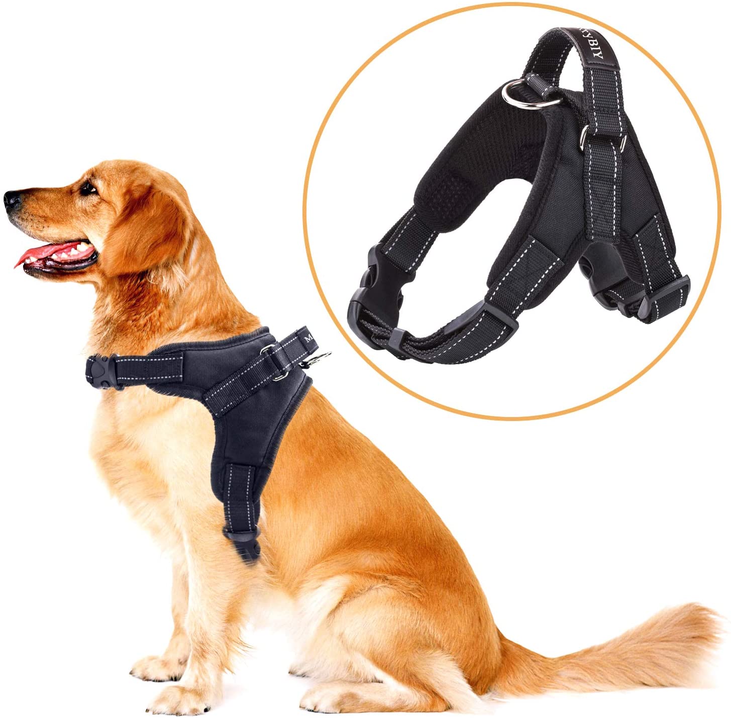  MerryBIY Arnés del Animal Doméstico Pet Harness Perro Collar Chaleco para Mascotas en el Pecho Correas con la Manija Accesorio Cuerda Lo Mejor para Pasear(Negro, L) 