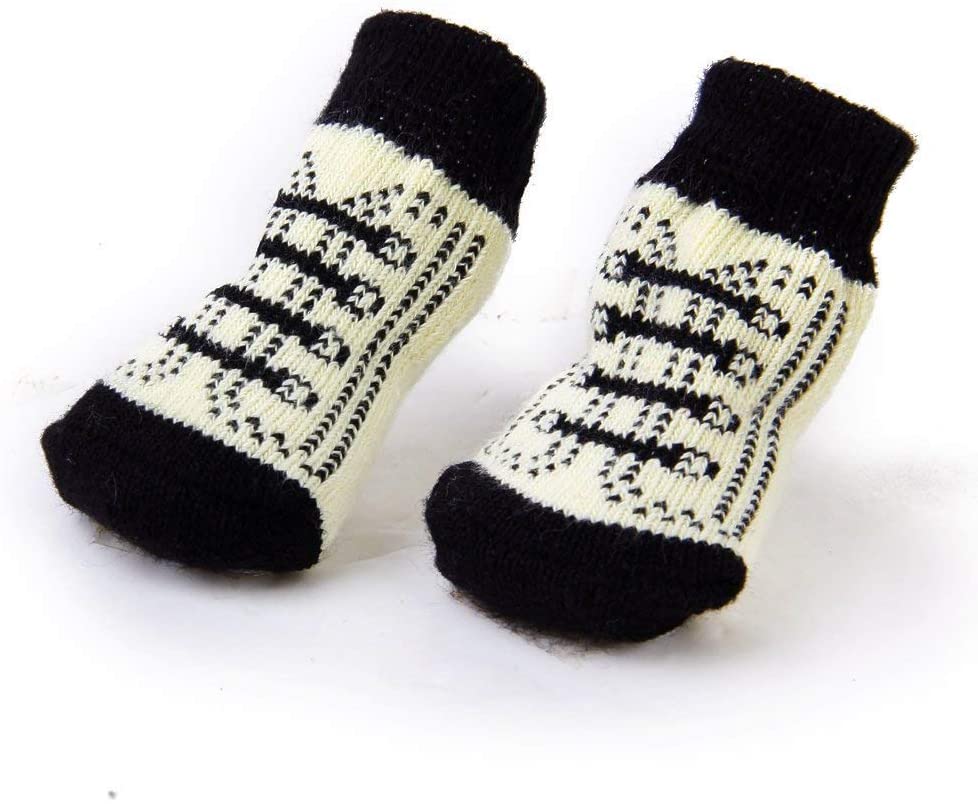  NaiCasy Calcetines Pequeño Pequeño Gato Perro de Perrito del patín con Las Impresiones Lindas de la Pata en Blanco y Negro (S), Accesorios para Perros 