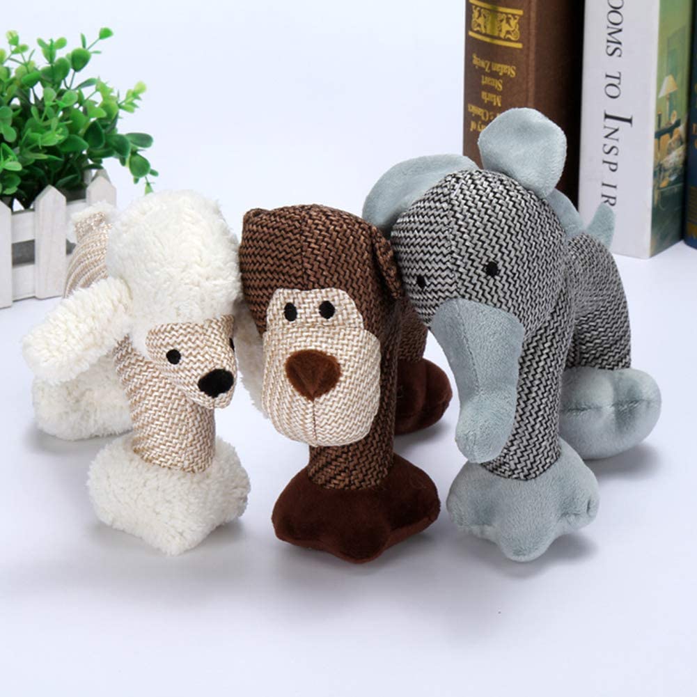  Naisidier - Juguete de Peluche con Forma de Mono, sonajero Integrado, Juguete de Limpieza de Dientes para Perros pequeños, medianos, Accesorios para Mascotas, Suministros para Mascotas 