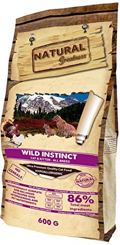  Natural Greatness Pienso seco para Gatos Receta Wild Instinct. Ultra Premium - Cat & Kiiten - Todas Las Razas. 600 g 