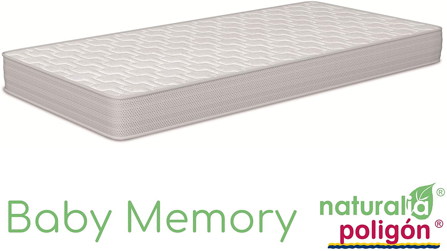  NATURALIA - Colchón Cuna Baby Memory visco, Talla 117x57cm, Color Blanco/Gris 