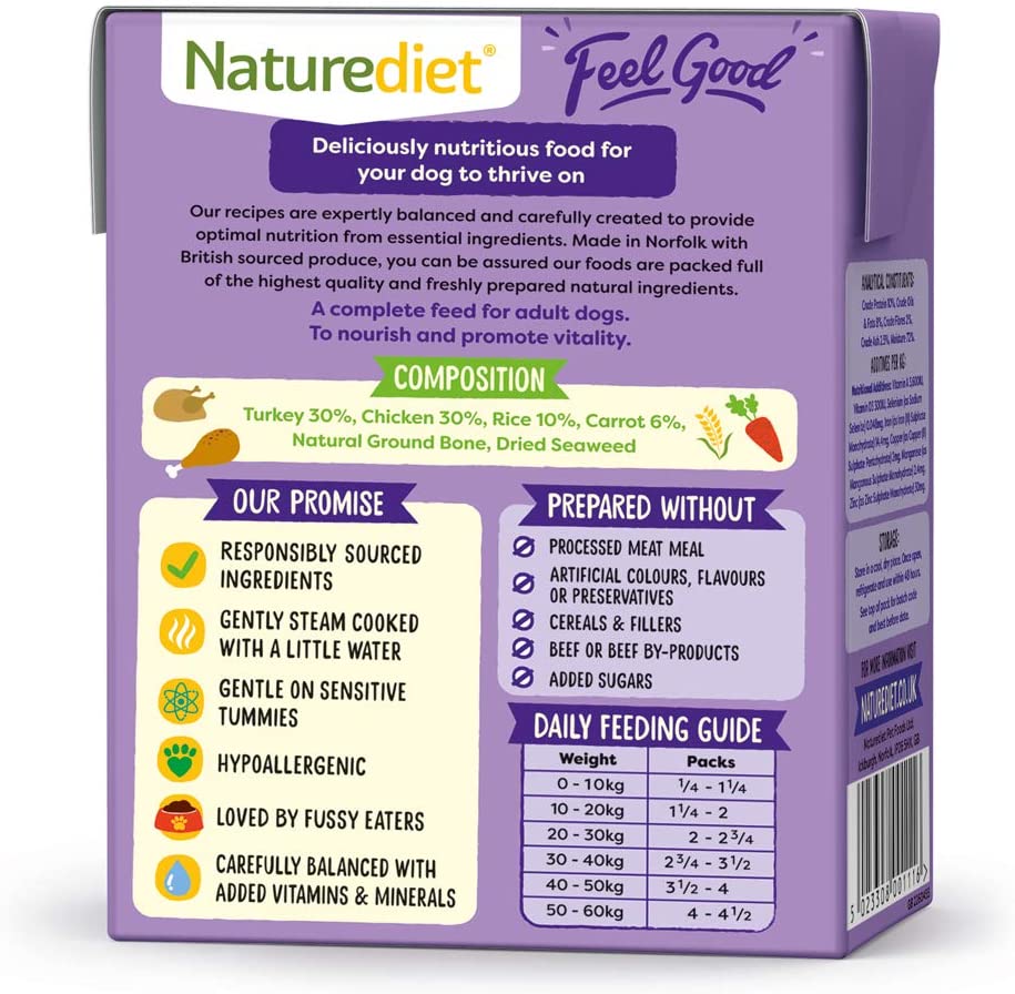  Naturediet Comida Húmeda Completa De Pollo Y Pavo Feel Good 390 G X 18 - Paquete de 18 x 416.67 gr - Total: 7500 gr 