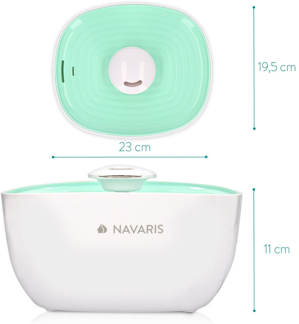  Navaris Fuente de Agua para Gatos - Bebedero automático y Flujo de 2 litros Perro y Gato - Dispensador con Bomba Sumergible y Fuente de alimentación 