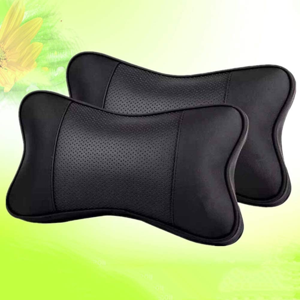  newhashiqi 2 Piezas Universal de Piel para reposacabezas de Coche Asiento de Coche 3D reposacabezas Cuello Almohada Apoyo Pad 