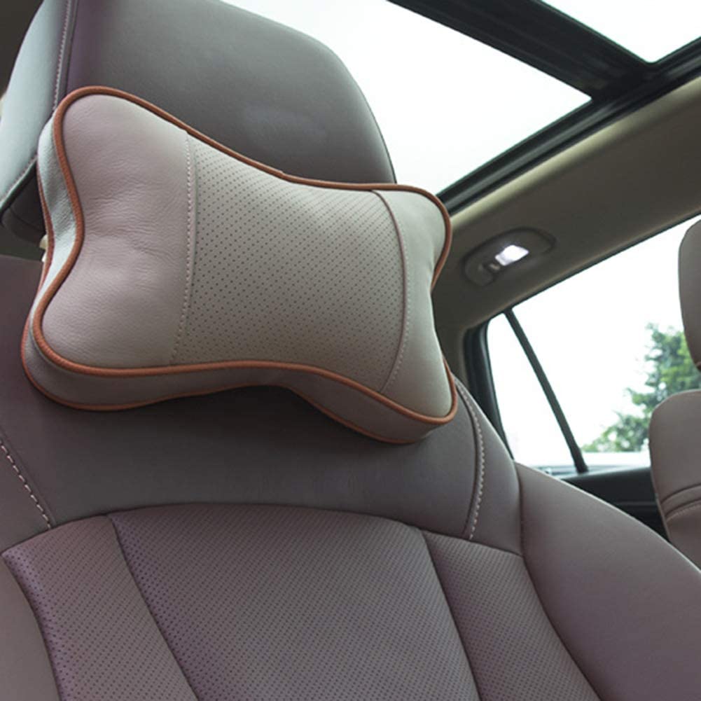  newhashiqi 2 Piezas Universal de Piel para reposacabezas de Coche Asiento de Coche 3D reposacabezas Cuello Almohada Apoyo Pad 