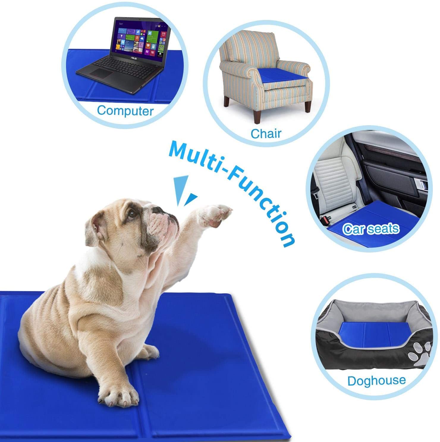  Nobleza – Alfombrilla refrescante para Mascotas Grandes. Auto refrigerante No tóxico. Ideal para para Perros, Gatos en Verano. 90 * 50 cm, Color Azul 