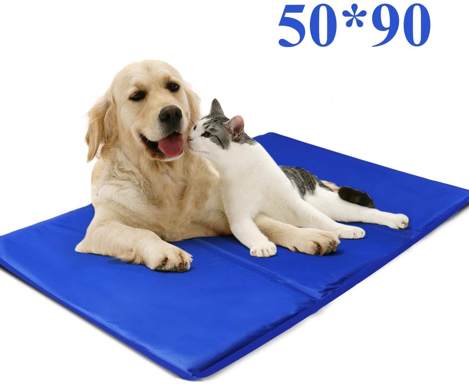  Nobleza – Alfombrilla refrescante para Mascotas Grandes. Auto refrigerante No tóxico. Ideal para para Perros, Gatos en Verano. 90 * 50 cm, Color Azul 