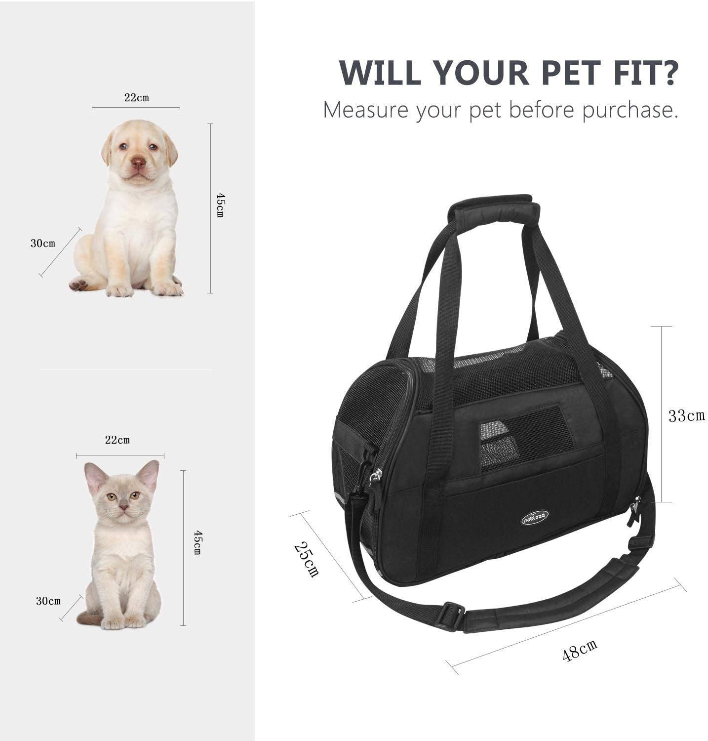  Nobleza - Bolso transportín de Viaje Plegable para Perros y Gatos. Tela Oxford, Talla L, (48 * 25 * 33) cm 