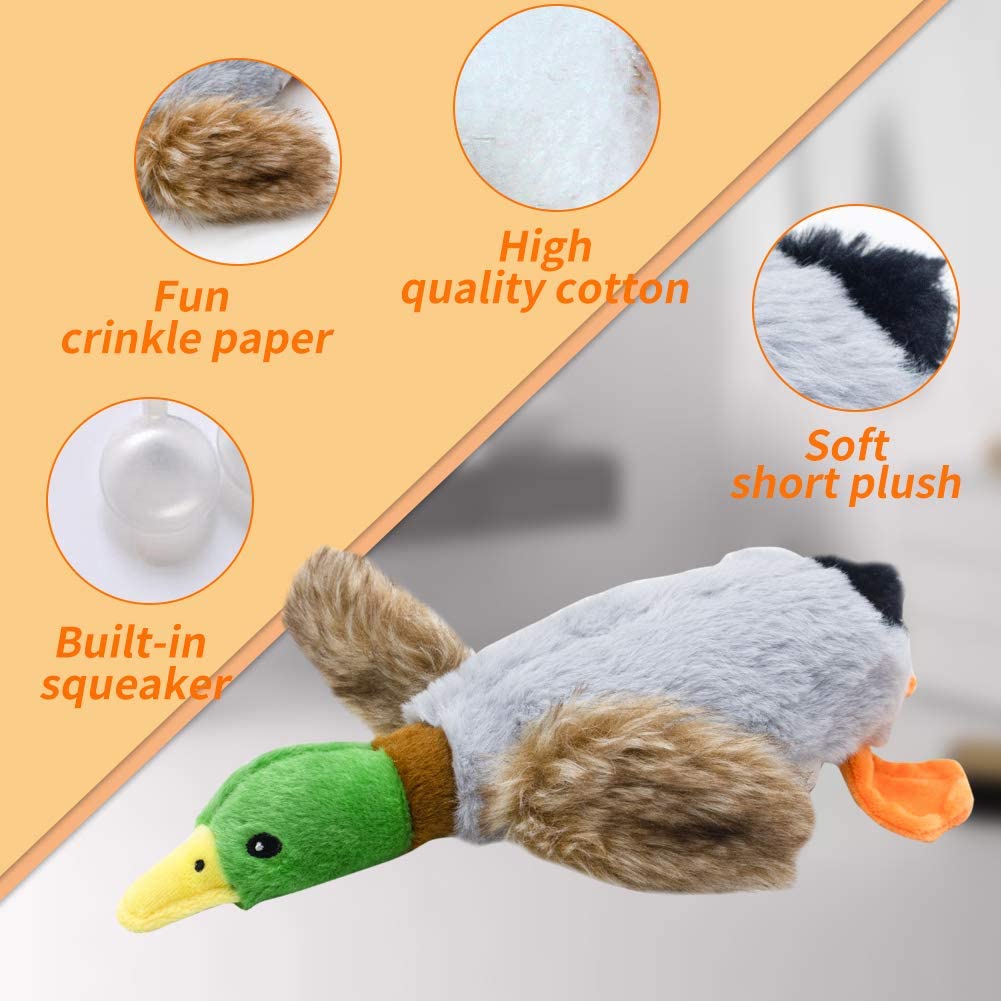  Nollary Perro de Peluche Squeaky Juguetes de Peluche Pato y Erizo Durable Pet Toys con Sonidos BB Integrados para el aburrimiento Entretenimiento 