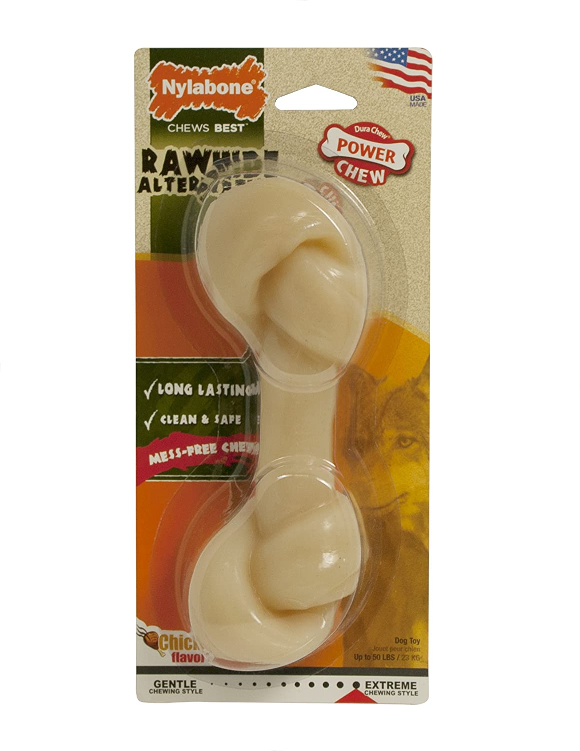  Nylbone Animal Alternative Perro Masticar Nylabone Durachew Antler Nylon Cuerno M Venado, Blanco, Medium 