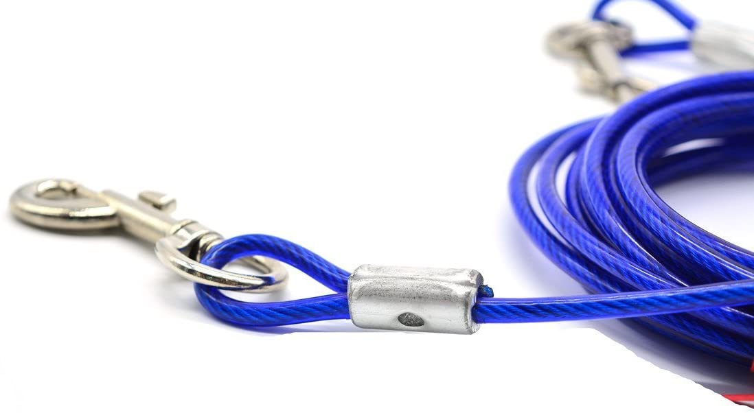  Orchidtent Cuerda de Doble Tracción para Perros Tracción de Dos Cables de Alambre de Acero Alargado Cadena de Perros para Cuerdas de Perro Cuerda Multiusos de Tracción para Mascotas (Azul,3M) 