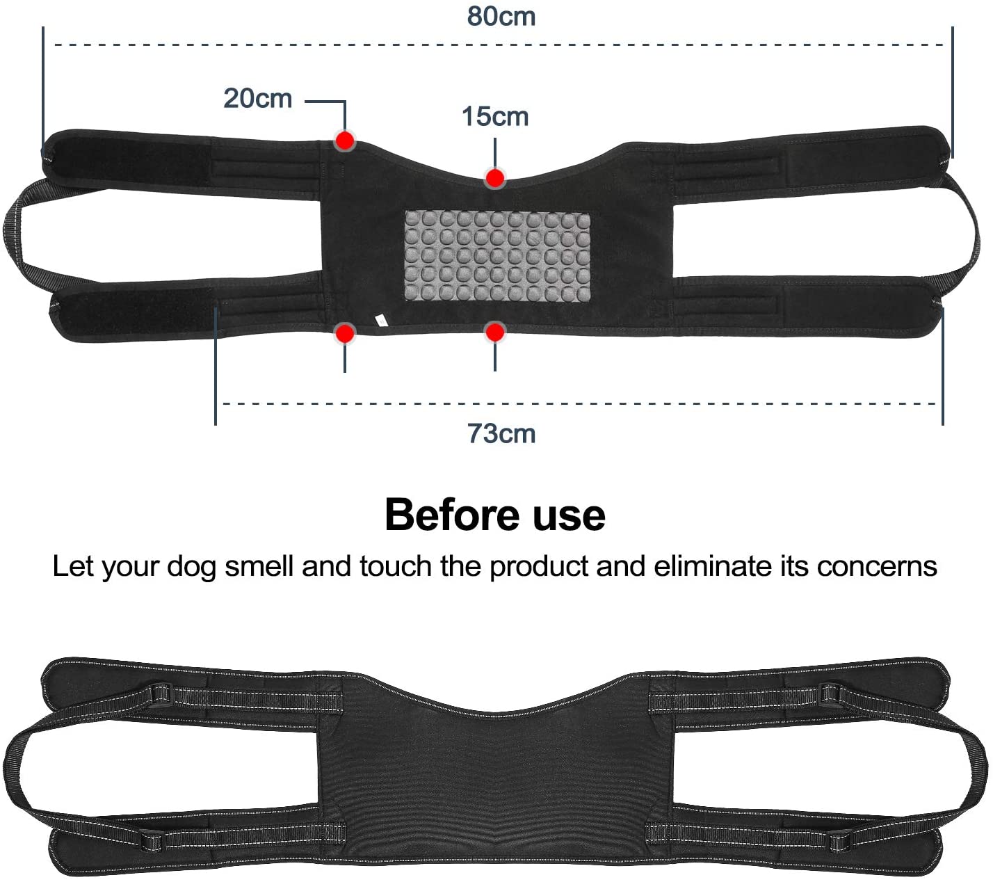  Ownpets Conjunto de arnés de Soporte para Perros,Perro elevación Soporte arnés canino Ayuda rehabilitación arnés para Perros con Patas traseras débiles,Correa asistida y Cable de Transporte, L 