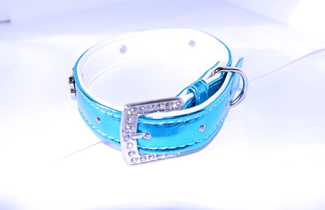  palacetm "disco de perro" lujo piel de mascota Perro Cachorro Collar con diseño de lazo y brillantes de hueso de perro venta extremos de la medianoche Domingo. 