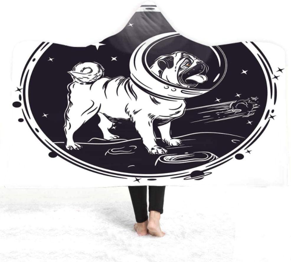  PANDAWDD Manta con Capucha De Divertido Perro Mascota Lindo Franela Suave Manta con Forro De Sherpa, Manta para Tirar, Ropa De Cama De Microfibra, 150X200 Cm 