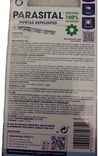  Parasital Pipetas Antiparasitarias para Perros Medianos de 10 a 25 kg - 3x3ml de Zotal - Activo Contra Leishmaniasis y demás Mosquitos, Pulgas y Garrapatas 