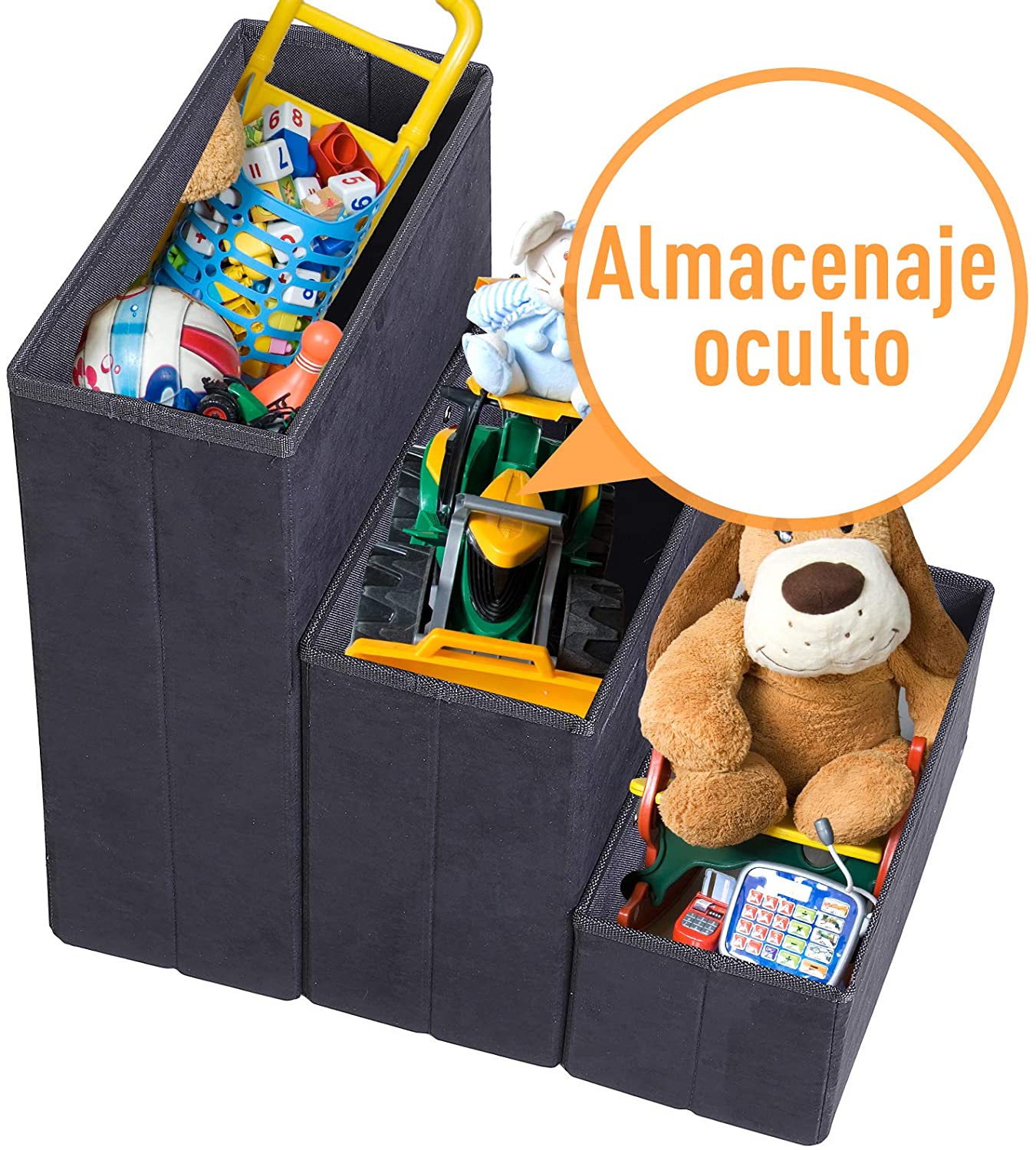  Pawhut Escalera para Perro y Gato Pasos para Mascotas 3 Escalones Plegables con Almacenmiento Desmontable Alto de 50cm 