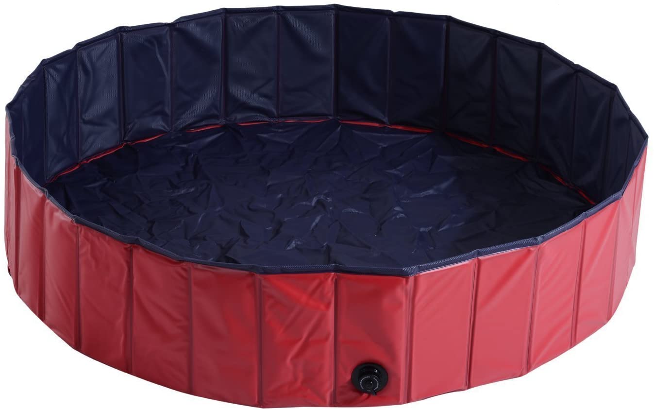  PawHut Piscina para Perros Mascotas Rojo PVC 140x30cm 