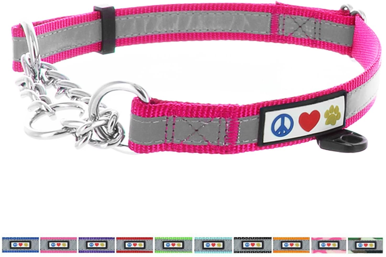  Pawtitas Collar de Perro de Cadena Martingale Reflectante Collar para obediencia Talla Mediana Color Azul 