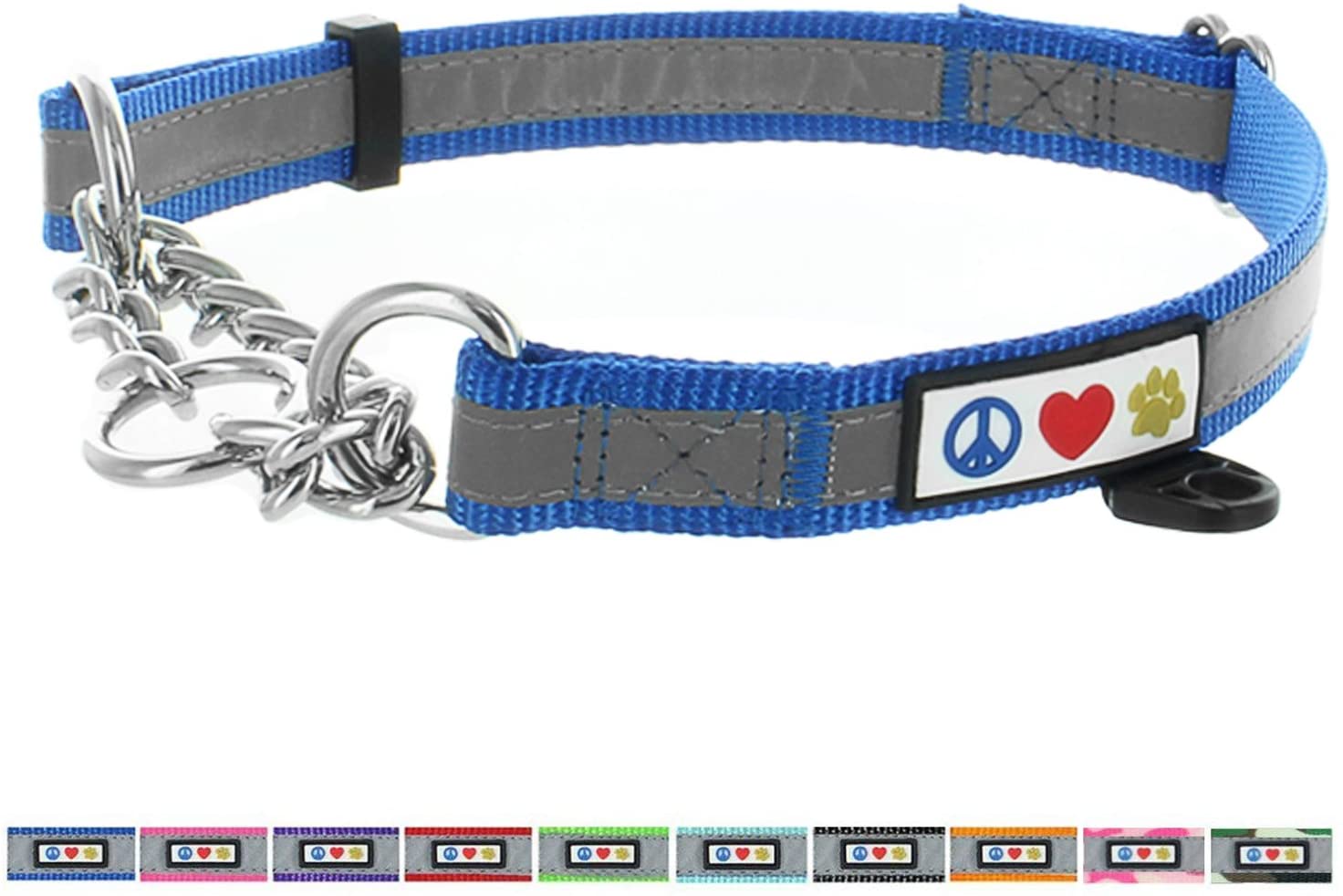  Pawtitas Collar de Perro de Cadena Martingale Reflectante Collar para obediencia Talla Mediana Color Azul 