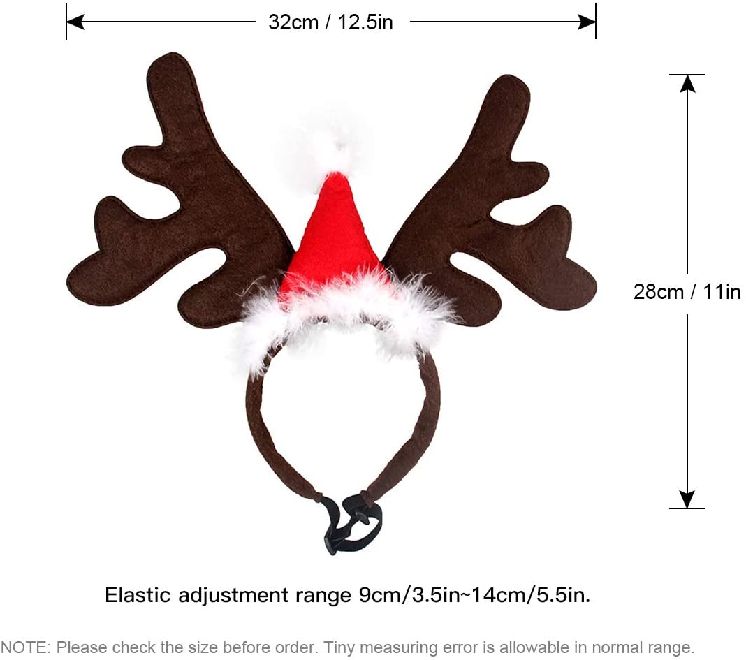  PEDOMUS Perro Gato Disfraz Navidad Mascota Reno Cornamenta Diadema Ciervo Sombrero Fiesta Disfraz para Perro Cachorro Gatito 
