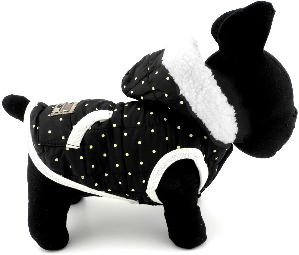  Pegasus Pet Ropa para Cachorro Perro Pequeño gato disfraz de perchero de pared de chaleco con forro polar de invierno con capucha para ropa negro 