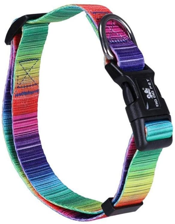  PENVEAT Collar de Perro con Correa de Nylon Ajustable de 19 Colores para Collares de Perros pequeños y Grandes SML, BM0100B, L 