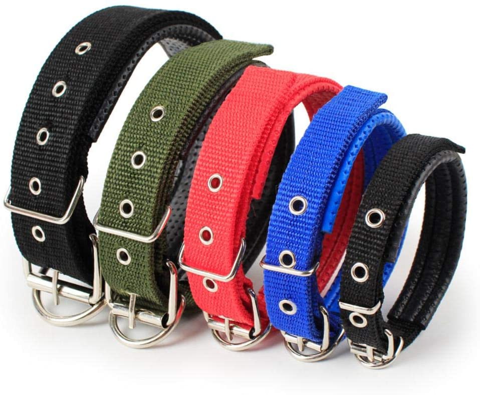  PENVEAT Collar de Perro con Correa de Nylon Ajustable para Perros pequeños Grandes Cachorro Accesorios para Mascotas Collar de Cuero para Perros Golden Retriever Husky Neck, Negro, S 