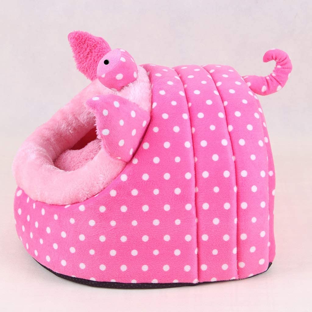  Pequeño Animal Doméstico Perro Gato Casa Nido Casa Animal Diseño, Cojín De Felpa para Dormir Casa Nido Lavable Linda Mascota Hámster Ardilla Guinea Casa (Color : Polvo, Tamaño : Metro) 