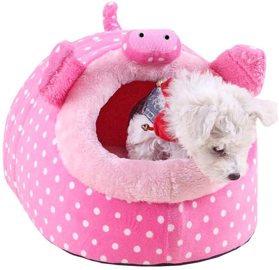  Pequeño Animal Doméstico Perro Gato Casa Nido Casa Animal Diseño, Cojín De Felpa para Dormir Casa Nido Lavable Linda Mascota Hámster Ardilla Guinea Casa (Color : Polvo, Tamaño : Metro) 