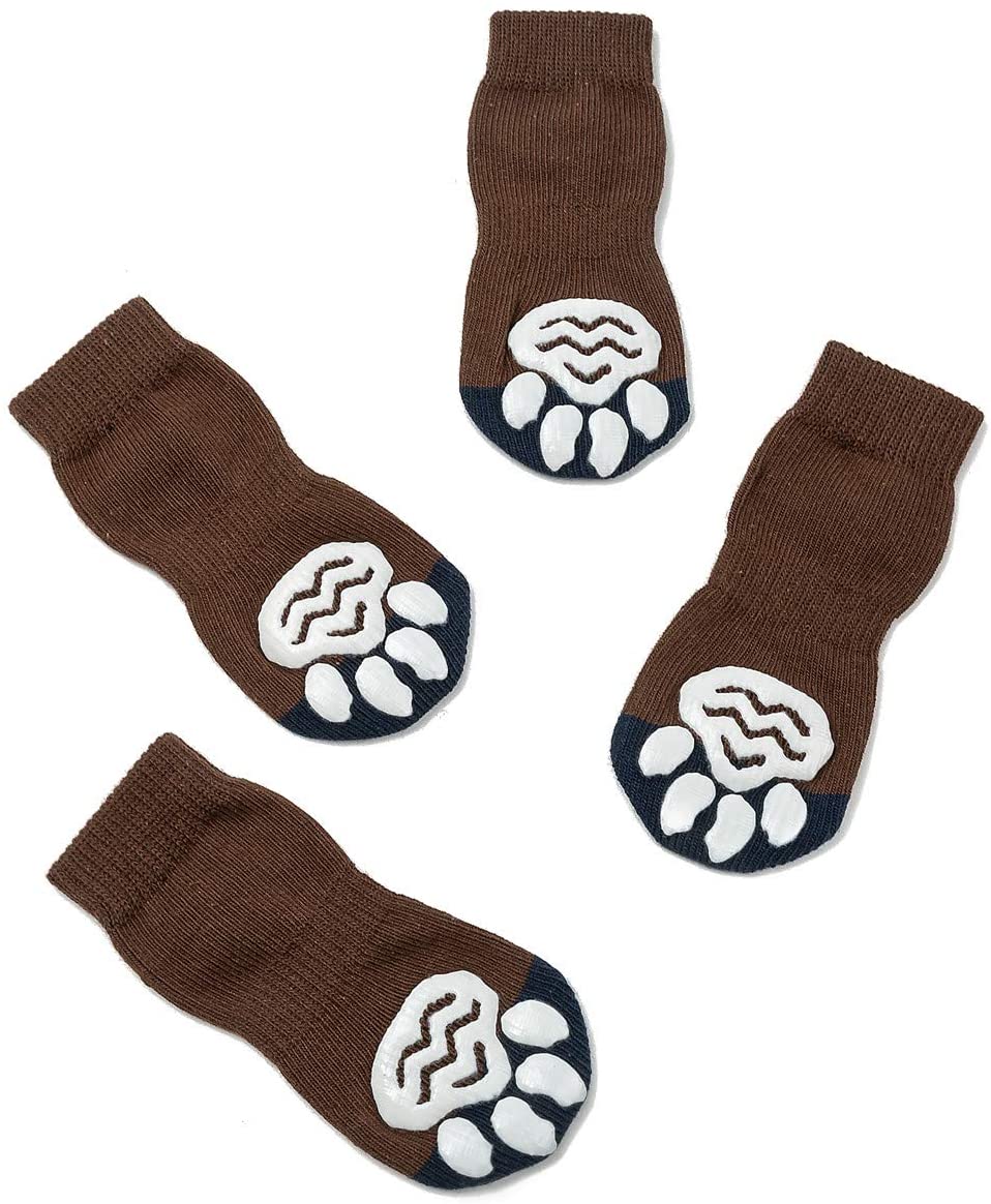  Pet Heroic 6 tamaños Calcetines Antideslizantes para Perros Gatos, Protectores de Patas para Perros Gatos, Control de tracción para el Uso en Interiores, Ajuste para Perros Extra pequeños a Grandes 