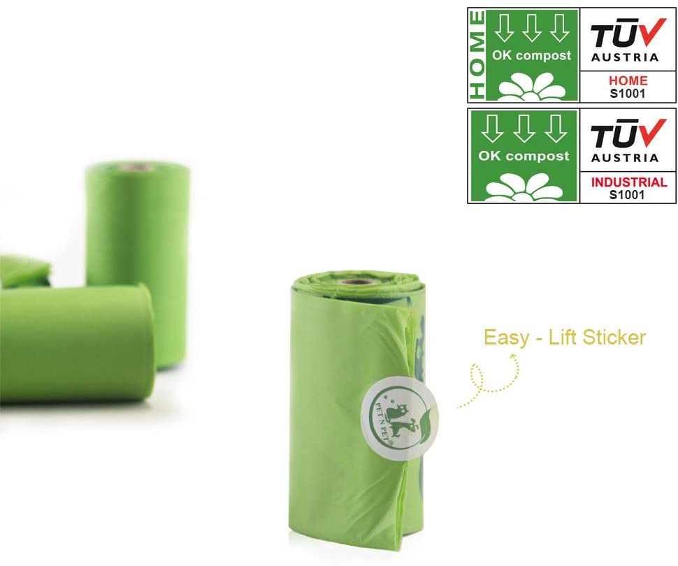  PET N PET - Bolsas de basura biodegradables para perros y gatos, con la más alta tasa EN 13432 