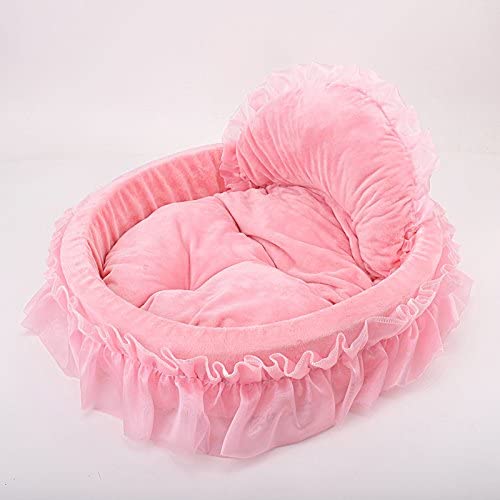  Pet Online Cama Pet Boutique Cute Four Seasons Disponible cálida óvalo Rosa de Perro y Gato Princesa Lace Bed, S: 50 * 38 * 11 cm 