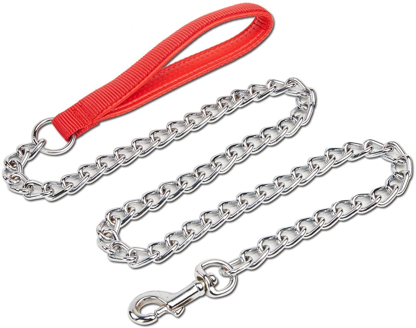  Petcomer Cadena de perro pesado con mango de nylon acolchado con cinturón de metal cromado (Rosa, S-4*2.0mm) 