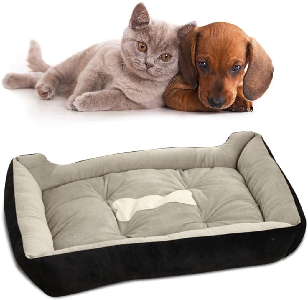  PETCUTE Camas para Perros Grandes Lavable Reforzada Camas para Mascota Colchón Gato Cojín Almohada Estera Perrera Negro 