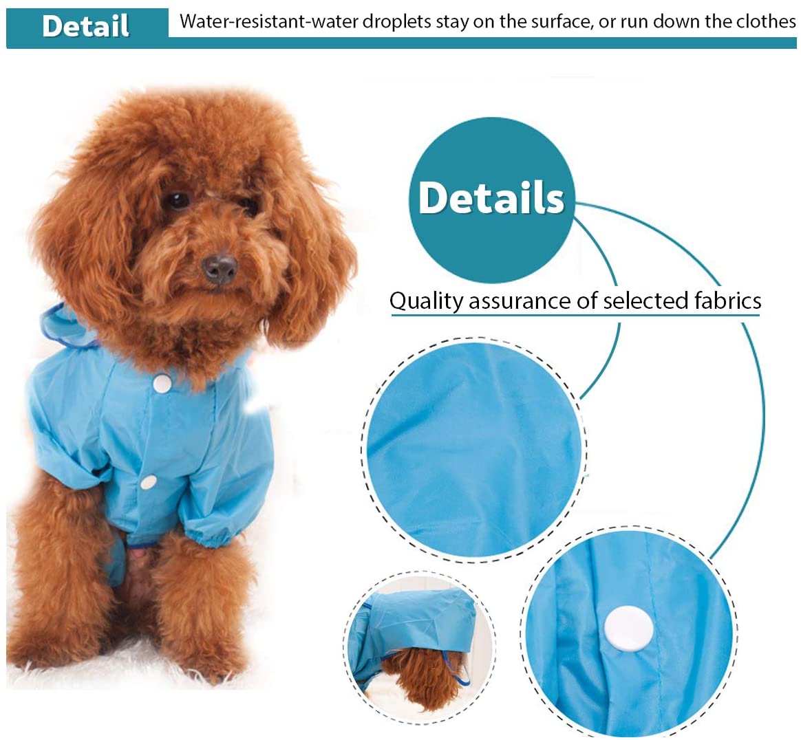  PETCUTE Chubasquero para Perros Chaqueta Impermeable para Mascota Ropa Chubasqueros con Capucha para Medianas y Grandes Perros 