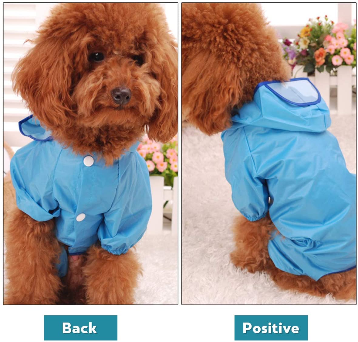  PETCUTE Chubasquero para Perros Chaqueta Impermeable para Mascota Ropa Chubasqueros con Capucha para Medianas y Grandes Perros 