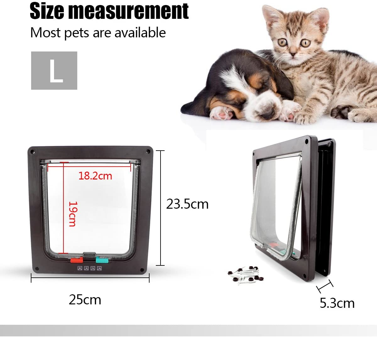  PETCUTE Gateras Puerta Magnética Puerta para Mascotas Manual de 4 vías de Bloqueo Puerta Gato y Perro 