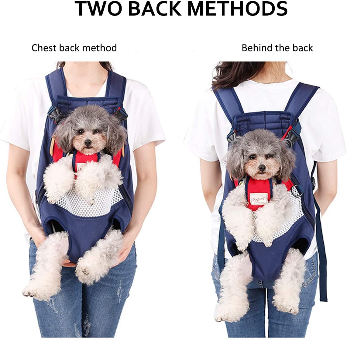  PETCUTE Mochilas para transportador Perros Grandes y Medianas Piernas Bolsa de Transporte para Mascotas Gatos Ajustable para para Caminatas, Viajes Soporte de hasta 12 kg 