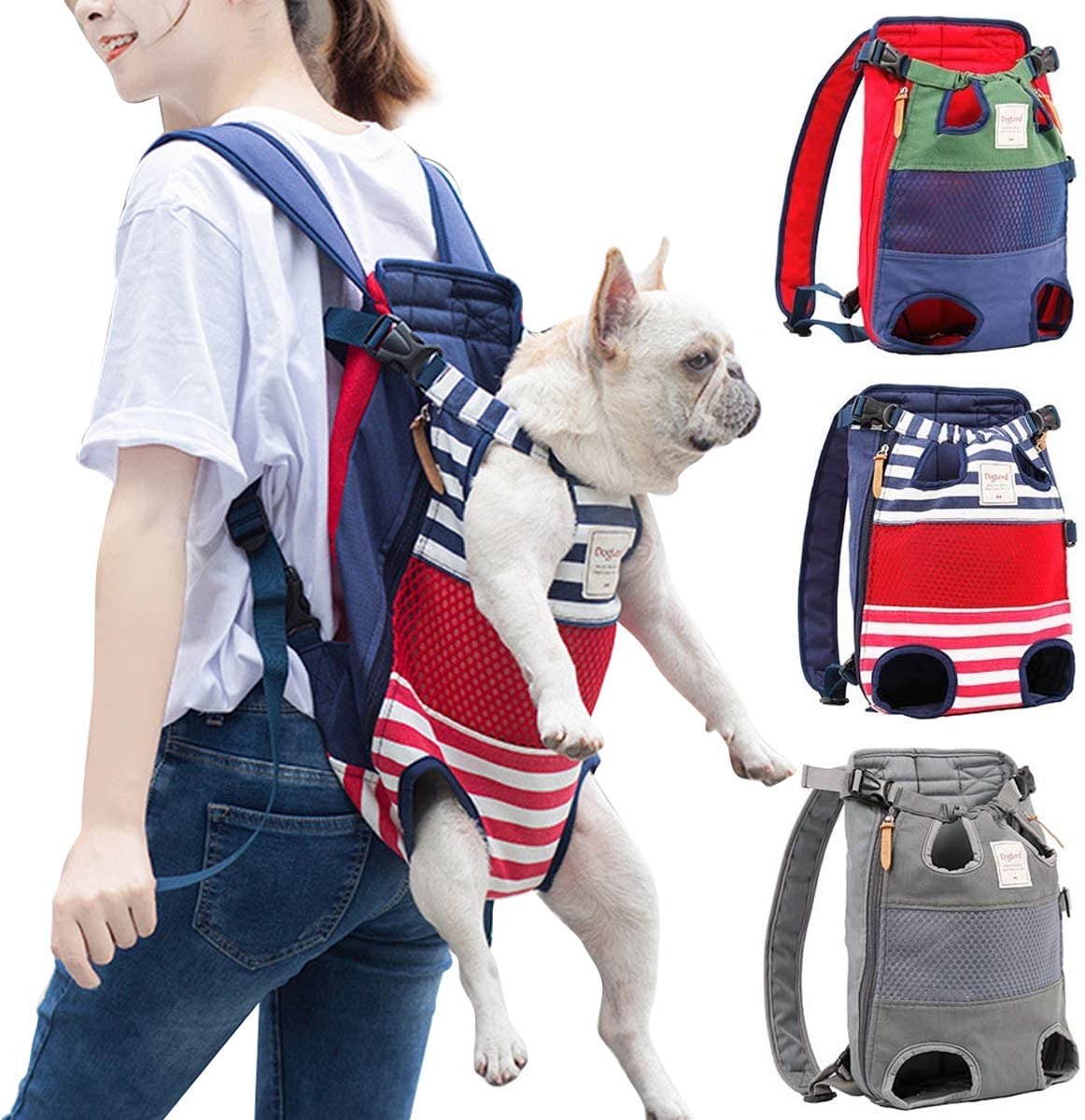  PETCUTE Mochilas para transportador Perros Grandes y Medianas Piernas Bolsa de Transporte para Mascotas Gatos Ajustable para para Caminatas, Viajes Soporte de hasta 12 kg 