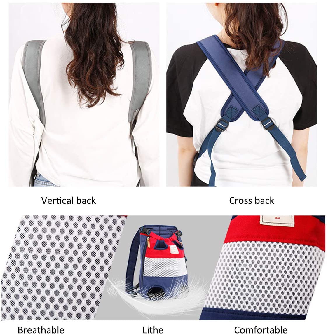  PETCUTE Mochilas para transportador Perros Grandes y Medianas Piernas Bolsa de Transporte para Mascotas Gatos Ajustable para para Caminatas, Viajes Soporte de hasta 12 kg 